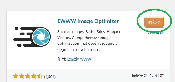 WordPress　プラグイン有効化　EWWW